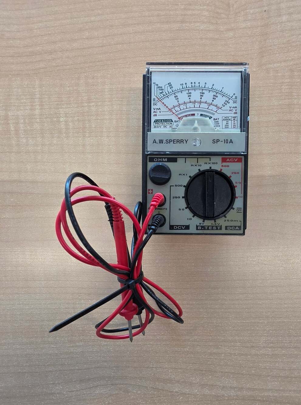 Vintage A.W. Sperry Model SP-10A Analog Multimeter Tester With Leads